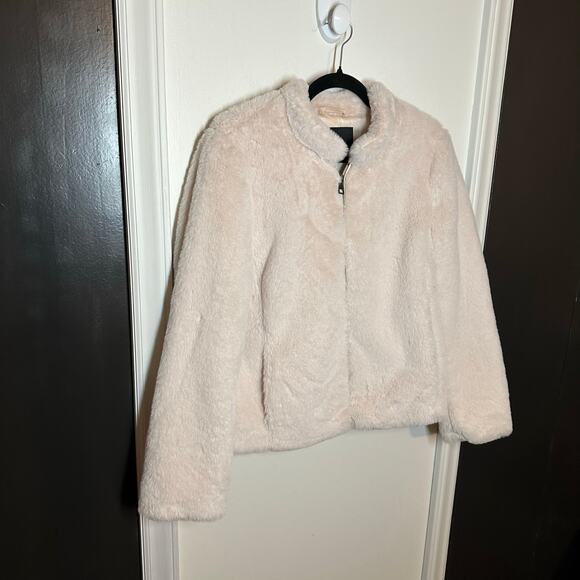 Banana Republic Women's Light Pink Faux Fur Full Zip Jacket Size Medium - Picture 4 of 8